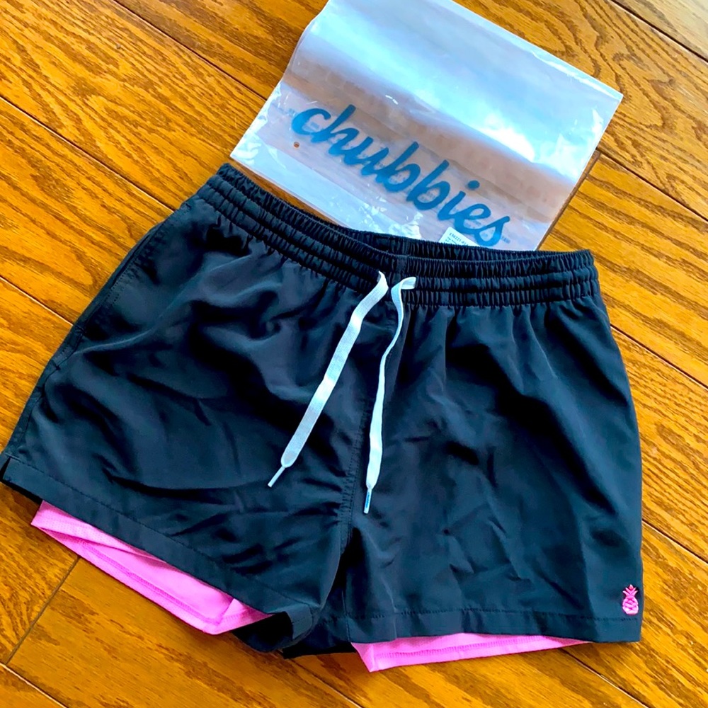Chubbies Black and Pink Swim Trunks